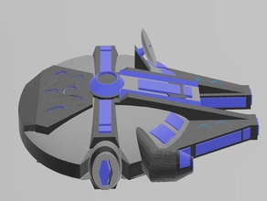 neofalcon - multi-material redesigned millennium falcon type starship science fiction starwars 3d print model - Mito3D