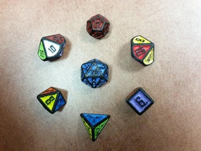 d&d dadi set inizio numerazione d4 d6 d8 d10 d12 d d20 dnd dungeons dragons poliedrica rpg 3d print model - Mito3D