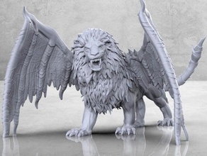 manticore - tabletop miniature animal beast dnd dungeons dragons game gaming lion mini monster monstrosity rpg winged 3d print model - Mito3D