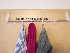 over door hanger - 16mm rod tube badezimmer bathroom clothing cover holder hook towel 3d print model - Mito3D
