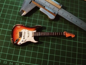 stratocaster minyatür gitar sanat dekor elektrik elektro fender alet aletleri mini müzik boyanabilir 3d print model - Mito3D
