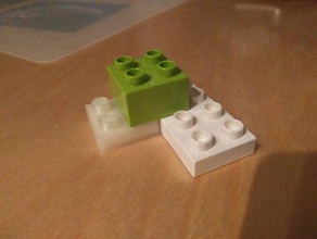 flache lego duplo kompatibel, die 2x2 brick ohne unteren Löcher lego-kompatibel lego-duplo 3d print model - Mito3D