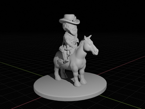 confederate soldier comic style mounted general + blender rig confederacy figurine toy 3d print model - Mito3D