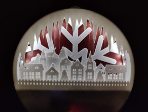 glowing christmas town wreath decoration glow led silhouette 3d print model - Mito3D