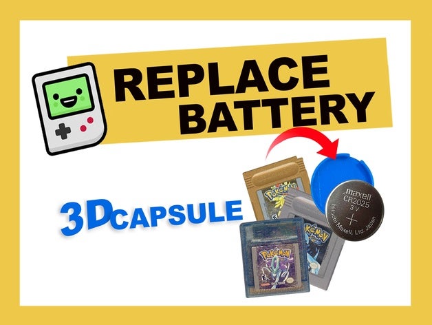 game boy cartridge battery capsule + video 3D print model - Mito3D