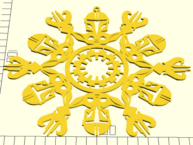mandalorian baby yoda child & mythosaur snowflake christmas decoration ornament 3D print model - Mito3D