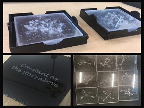 laser cut constellation coasters box acrylic coaster drink lasercut 3d print model - Mito3D