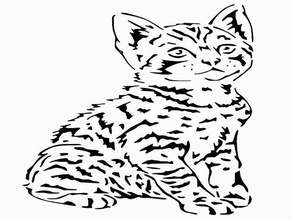 kitten stencil 3 animal art cat cute feline mammal 3d print model - Mito3D