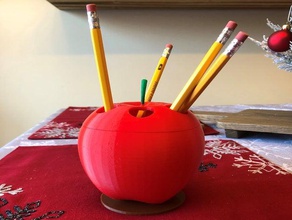 apple pencil cup pen holder teacher 3d print model - Mito3D