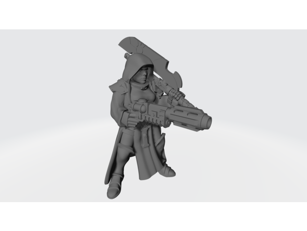 weibliche alien hunter inquisitor 40k inquisition der Miniatur warhammer 3D print model - Mito3D