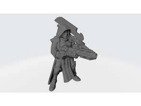 female alien hunter inquisitor 40k inquisition miniature warhammer 3d print model - Mito3D