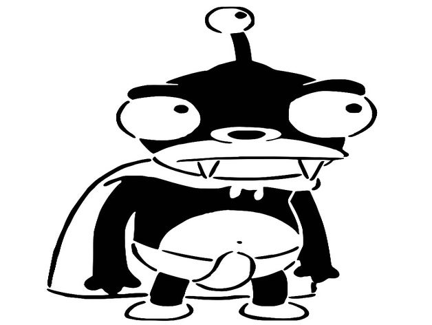 nibbler stencil 2 alien cartoon futurama 3D print model - Mito3D