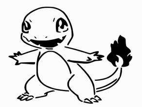 charmanda stencil 2 charmander cute dragon fire lizard pokemon go starter 3d print model - Mito3D