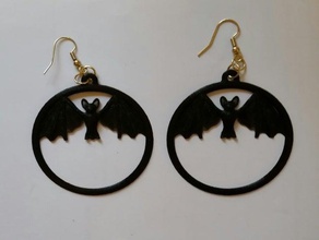 bat earrings earring 3d print model - Mito3D