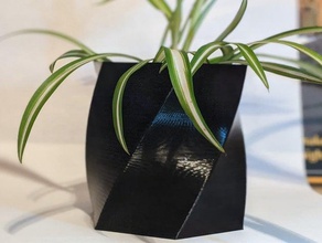 6gon twist vase cura decor easy print fast flower flowerstand pot modern plant planter planters plants simple 3d print model - Mito3D