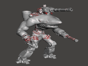cyber tubarão cyborg robôs warrobots 3d print model - Mito3D