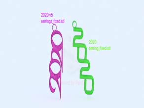 2020 earring set two files 2019 new year 3d pendant cool earrings happy holidays idealab newyear newyear2020 newyears gift pendants 3d print model - Mito3D