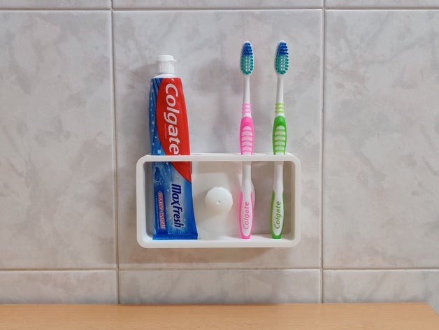 toothbrush toothpaste holder 3D print model - Mito3D
