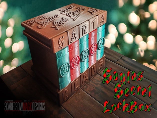 santa's secret lock box christmas container kids puzzle santa claus compartment simple toy 3D print model - Mito3D