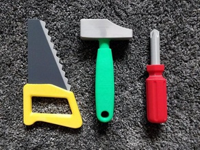 bebé herramientas de construcción juguete set - visto el martillo destornillador la jugar vi suave niño pequeño conjunto 3d print model - Mito3D