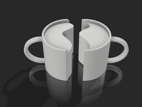 kupa 2 parça dekorasyon sanat kahve kap dekor iç içecek tutucu kolay mug organik bulmaca ayarlayın basit iki 3d print model - Mito3D