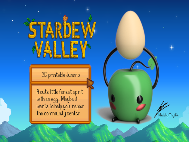 stardew valley junimo apple cute egg junimos spirit video game 3D print model - Mito3D