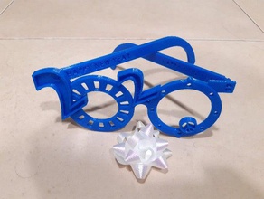 2020 happy new year party fun foldable glasses functional no support 3d print model - Mito3D