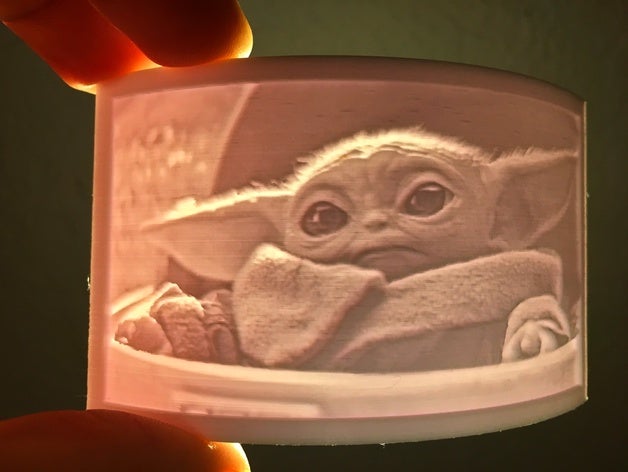 bebé yoda lithophane 3D print model - Mito3D