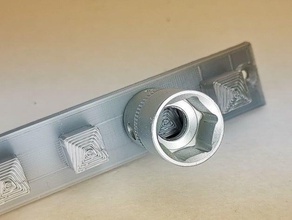 3 8 zoll inch stecknuss halter - plug nut holder tool wall mount workshop organiser organization 3d print model - Mito3D
