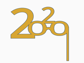 antifaz máscara 2020 extrusión logotipo feliz ao nuevo las gafas año la 3d print model - Mito3D