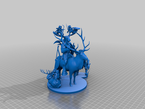 squirrelfolk riding cervidae folk elk while fighting gnolls dungeons dragons 3d print model - Mito3D