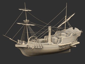 steam galleon boat fable ocean sea ship steampunk 3d print model - Mito3D
