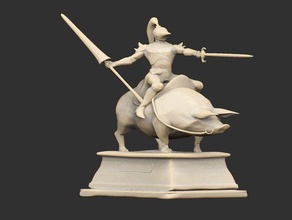 statue knight riding boar fable lance mount pig ride rider 3d print model - Mito3D