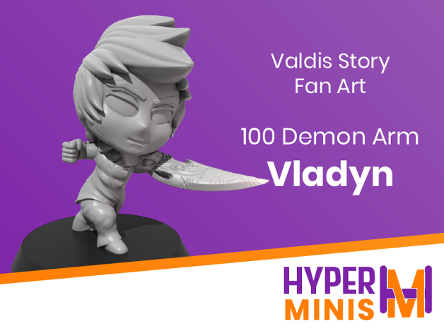 vladyn 100 demon arm Klinge chibi anime mini Miniatur beschädigt Korruption Dämon dnd dungeons dragons Schwert valdis story 3D print model - Mito3D