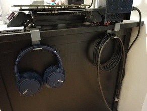 headphons y el cable del soporte de colgador auriculares percha 3d print model - Mito3D