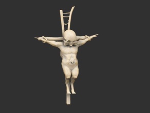 crucified demon baby agony 3d print model - Mito3D