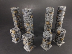 openforge 20 prigione di pietra pieno pilastri dnd piastrelle dungeon miniature openforge2 pathfinder rpg da tavolo terreno piastrella 3d print model - Mito3D