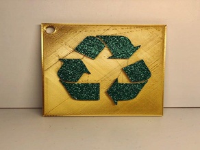 reciclaje signo de la pared escritorio pantalla llavero flecha art creality decoración tierra glitter verde papelera colgador montaje en 3d print model - Mito3D