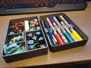 dnd usefull box - multiple option dice miniature minis pen holder staedtler storage tabletop 3d print model - Mito3D