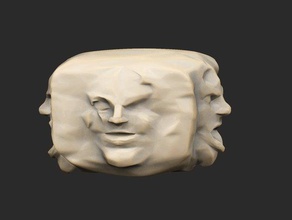 four faced rock anniversary chapters fable face lost sculpture stone 3d print model - Mito3D