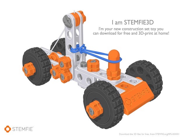 stemfie Gummi-band-angetrieben Auto 3d-Druck Spielzeug 3d-druckbare Bau-set Spiel lego meccano mechanisch ist mechanisches Spielplatzgeräte stemfie3d - Spielzeug-Auto 3D print model - Mito3D