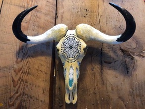 dream catcher wildebeest skull 3d print model - Mito3D