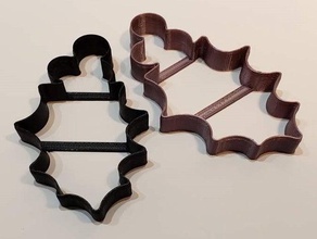 holly leaf cookie cutter cookiecutter 3d print model - Mito3D