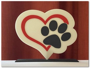 love cats heart cat paw 3d print model - Mito3D