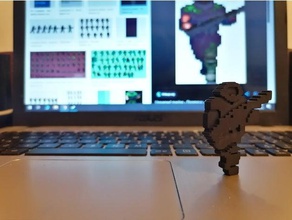 space marine pixfig doom doomguy figurine pixels sprite 3d print model - Mito3D