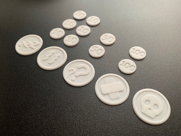 pokemon tcg tokens damage counters asleep burned confused counter paralyzed poisoned status token 3D print model - Mito3D