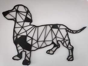 dachshund teckel de perro la pared escultura en 2d Arte 3d print model - Mito3D
