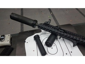 pvc quick detach silencer 22lr airsoft accesories attachment ar 15 birdcage compensator pipe rifle suppressor 3d print model - Mito3D