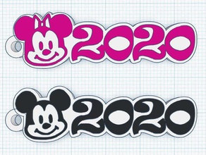 2020 key chain mickey minnie mouse year disney keychain 3d print model - Mito3D