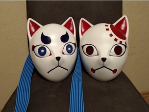 tanjiro del giyu fox mask kimetsu no yaiba anime cosplay accessori prop il costume manga la maschera 3d print model - Mito3D